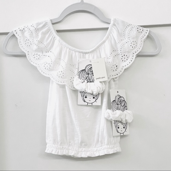 Eyelet Ruffle Neck Top Girl - Picture 3 of 11